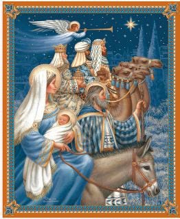 Picture a Christmas II- The Nativity 35.5" Fabric Panel, Riley Blake PD17983-Panel, Digitally Printed Christmas Mary Jesus Wise Fabric Panel