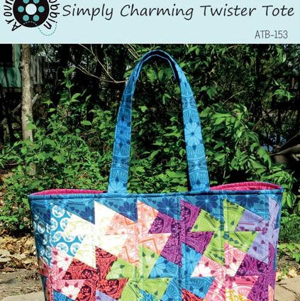 Simply Charming Twister Tote Bag Quilt Pattern, Around the Bobbin ATB153, Charm Pack Friendly Lil Twister Tote Bag Pattern