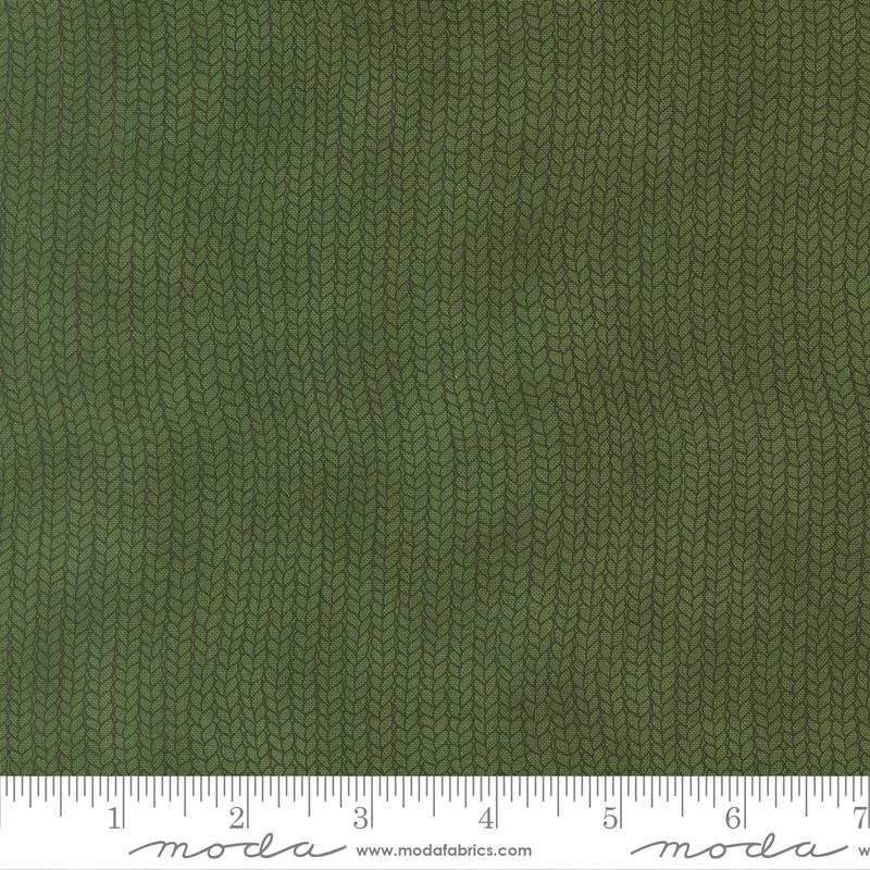 When Snow Falls - Knit Look Green Christmas Blender Fabric, Moda 56177 16 Holly, Green Striped Xmas Fabric, Deb Strain, By the Yard