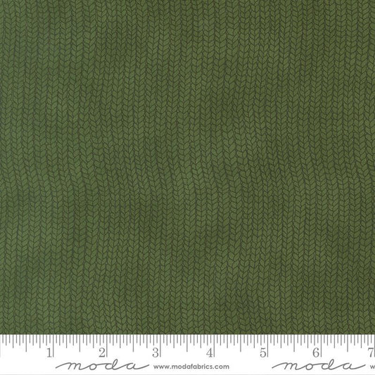 When Snow Falls - Knit Look Green Christmas Blender Fabric, Moda 56177 16 Holly, Green Striped Xmas Fabric, Deb Strain, By the Yard