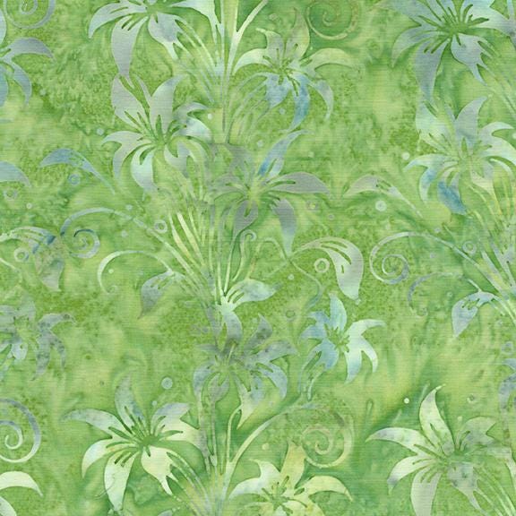 Everlasting Stamp, Island Batik, 5" Precut Pink Green Floral Batik Charm Pack Fabric Squares