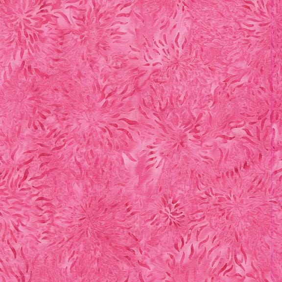 Everlasting Stamp, Island Batik, 5" Precut Pink Green Floral Batik Charm Pack Fabric Squares