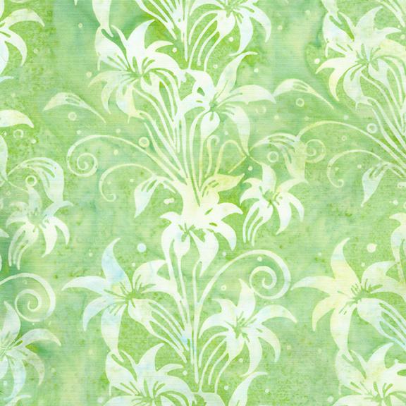 Everlasting Stamp, Island Batik, 5" Precut Pink Green Floral Batik Charm Pack Fabric Squares