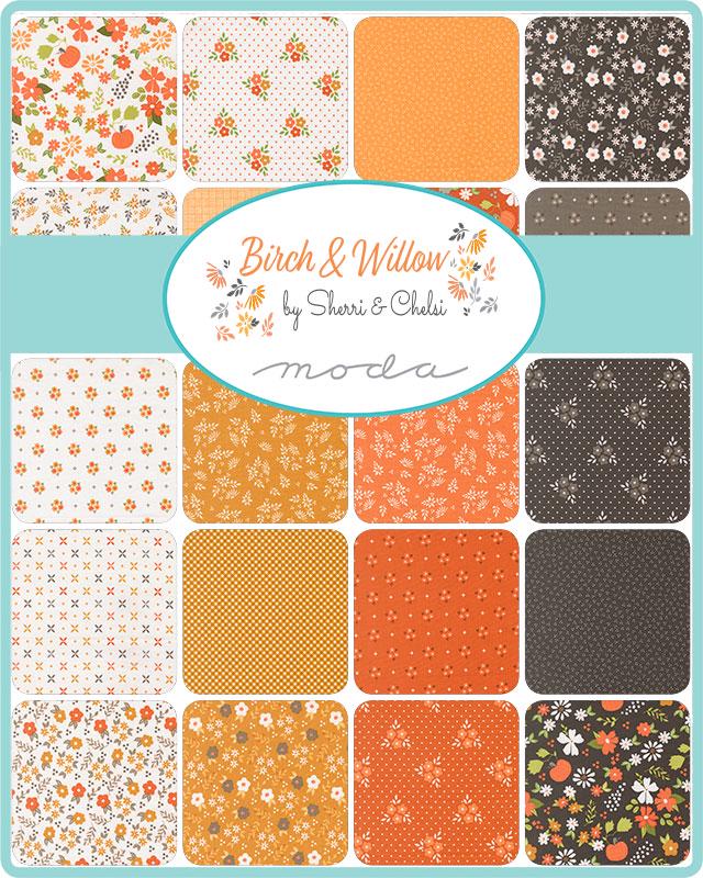 Birch and Willow 34 Piece Fat Eighths Bundle, Moda 37720F8, Precut Autumn Fall Floral Quilt Fabric Fat Eights, Sherri and Chelsi