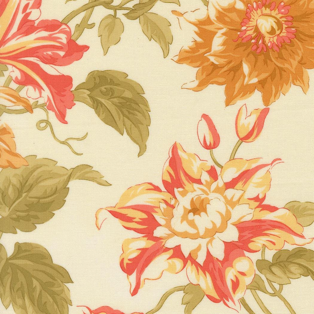 Butternut and Sage 5" Charm Pack, Moda 35440PP, 5" Precut Autumn Fall Floral Quilting Fabric Squares, Fig Tree and Co