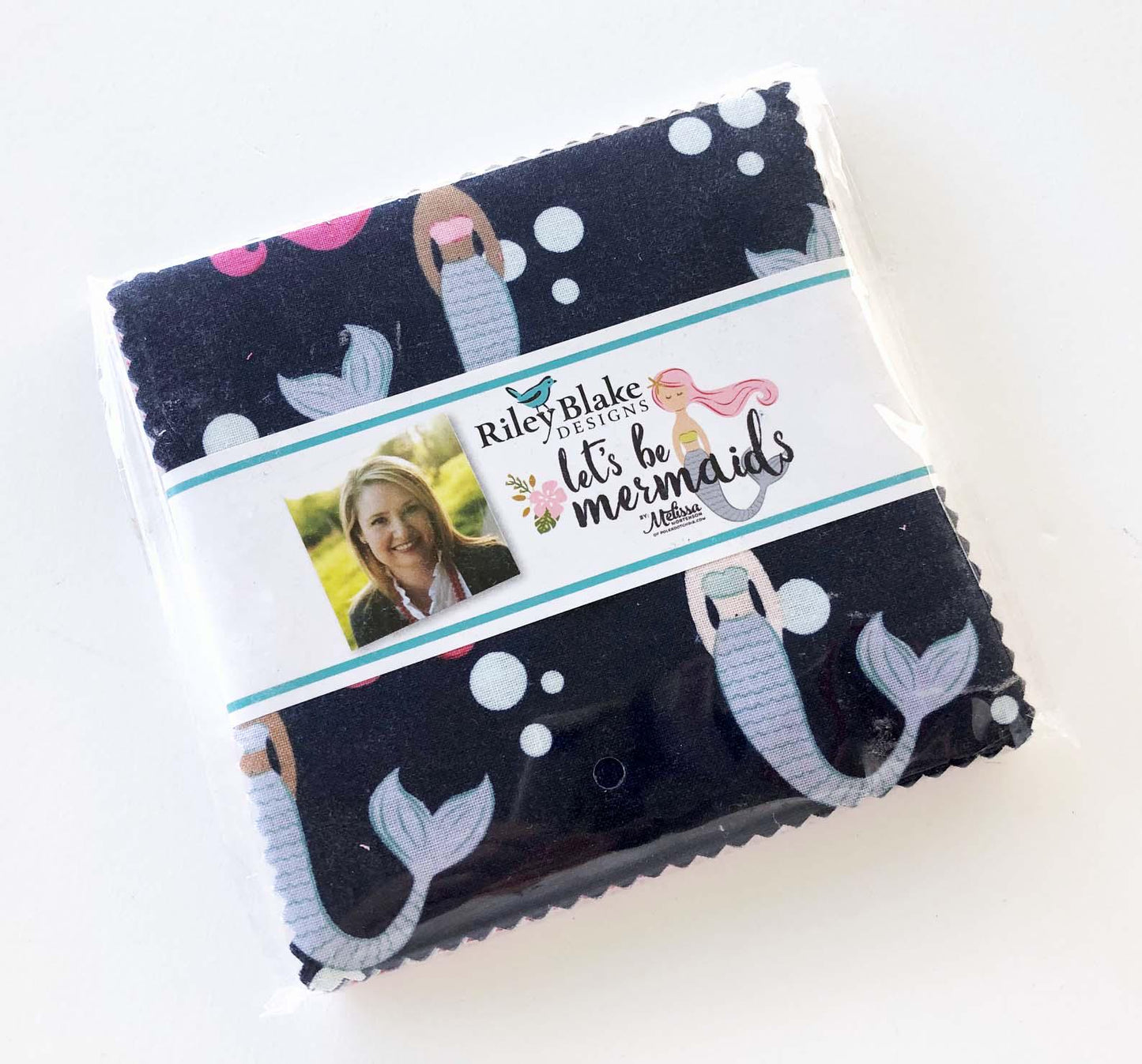 RARE Let's Be Mermaids 5" Stack OOP, Riley Blake 5-7610-42, 5" Precut Baby Girl Mermaid Charm Pack Fabric Squares
