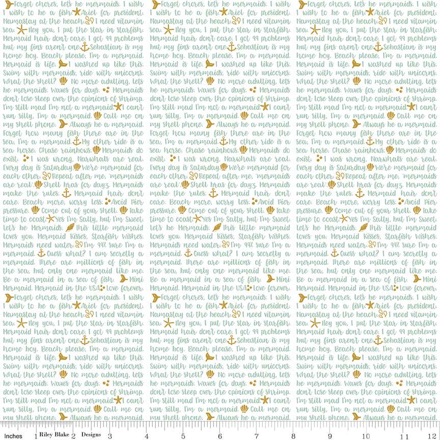 RARE Let's Be Mermaids 5" Stack OOP, Riley Blake 5-7610-42, 5" Precut Baby Girl Mermaid Charm Pack Fabric Squares