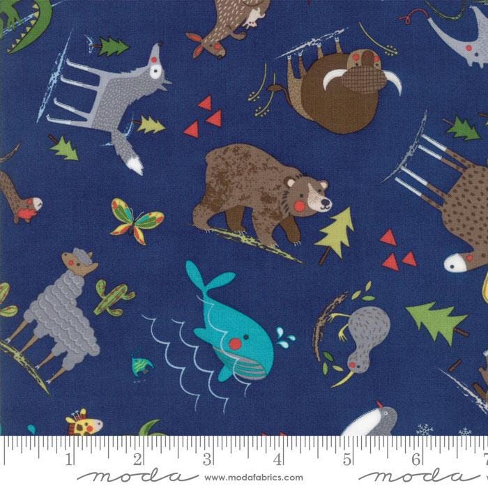 RARE Hello World - Children's World Map Animals 5" Charm Pack OOP, Moda 35300PP, 5" Precut Children's Novelty Fabric, Baby Quilt Fabric