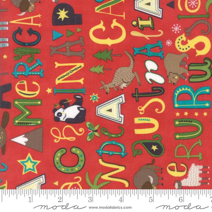 RARE Hello World - Children's World Map Animals 5" Charm Pack OOP, Moda 35300PP, 5" Precut Children's Novelty Fabric, Baby Quilt Fabric
