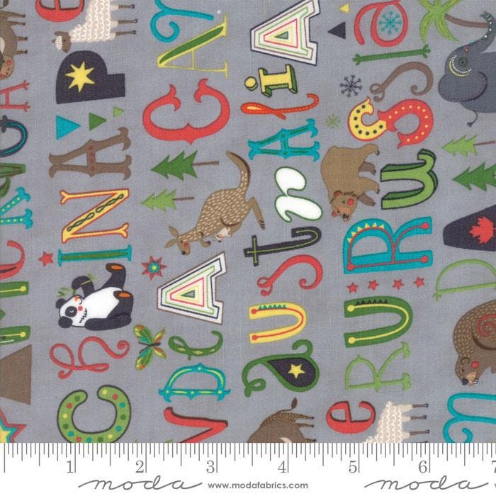RARE Hello World - Children's World Map Animals 5" Charm Pack OOP, Moda 35300PP, 5" Precut Children's Novelty Fabric, Baby Quilt Fabric