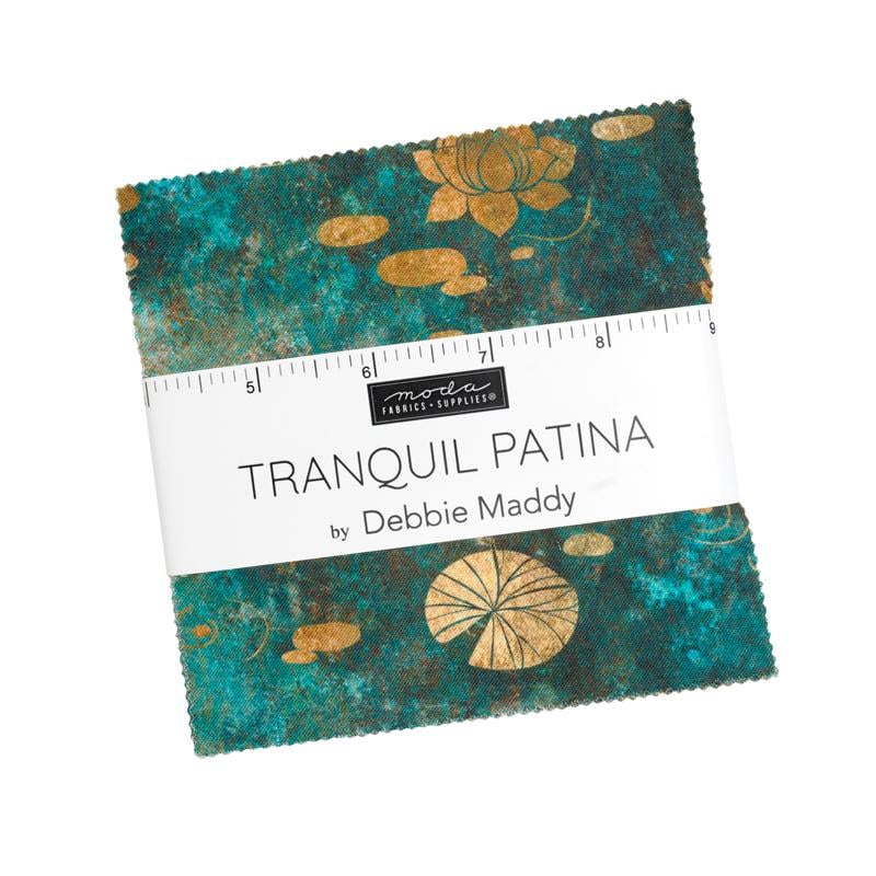 Tranquil Patina 5" Charm Pack, Moda 48110PP, 5" Precut Beige Blue Green Red Japanese Nature Inspired Fabric Squares, Debbie Maddy