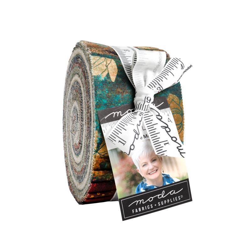 Tranquil Patina 2.5" Jelly Roll, Moda 48110JR, 2.5" Precut Modern Japanese Nature Inspired Fabric Strips, Debbie Maddy