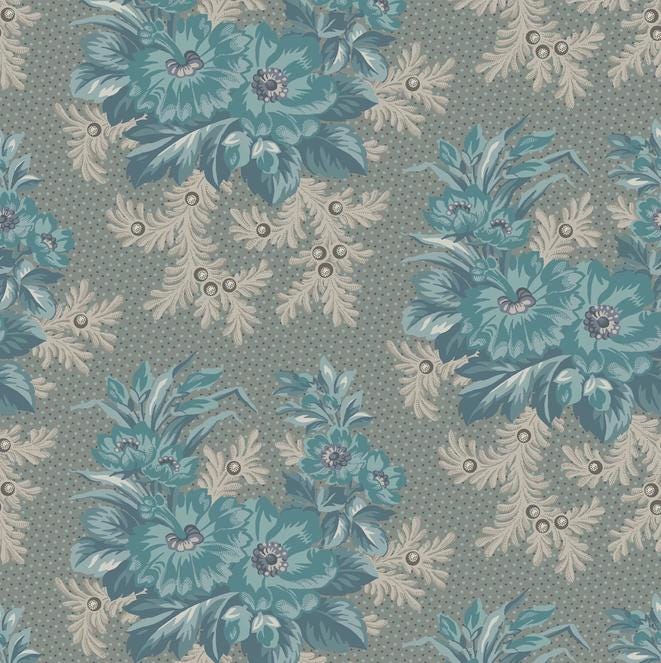 Midnight Bloom5" Charm Pack, Maywood Studio CP-MASMIDB, 5" Precut Ecru Navy Blue Teal Gray Floral Geometric Charm Pack Fabric Squares