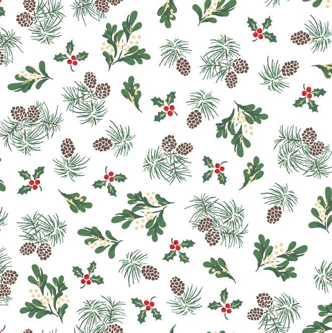 Merry Mix 5" Charm Pack, Maywood Studio CP-MASMEMI, 5" Precut Low Volume Metallic Christmas Xmas Charm Pack Fabric Squares