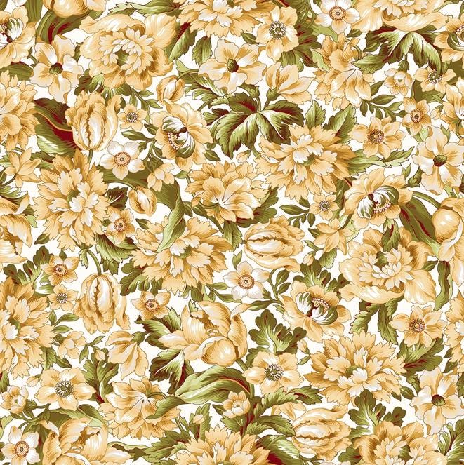 Lilac Lane 19 Piece Fat Quarter Bundle, FQ-MASVERA, 18 x 22 Fabric Cuts, Purple Green Yellow Pink Floral Fabric Bundle, Maywood Studio