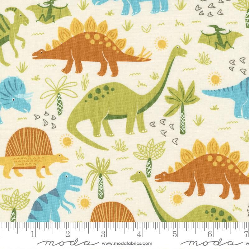 RARE Stomp Stomp Roar 5" Charm Pack OOP, Moda 20820PP, 5" Precut Dinosaur Baby Kids Toddler Quilt Fabric Squares, Stacy Iest Hsu