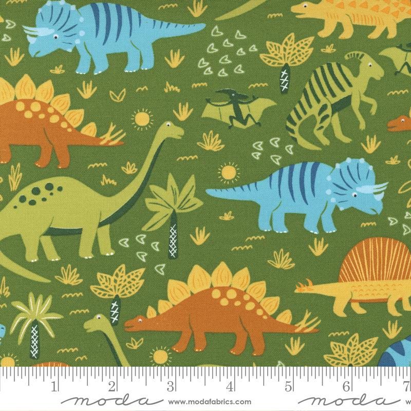 RARE Stomp Stomp Roar 5" Charm Pack OOP, Moda 20820PP, 5" Precut Dinosaur Baby Kids Toddler Quilt Fabric Squares, Stacy Iest Hsu