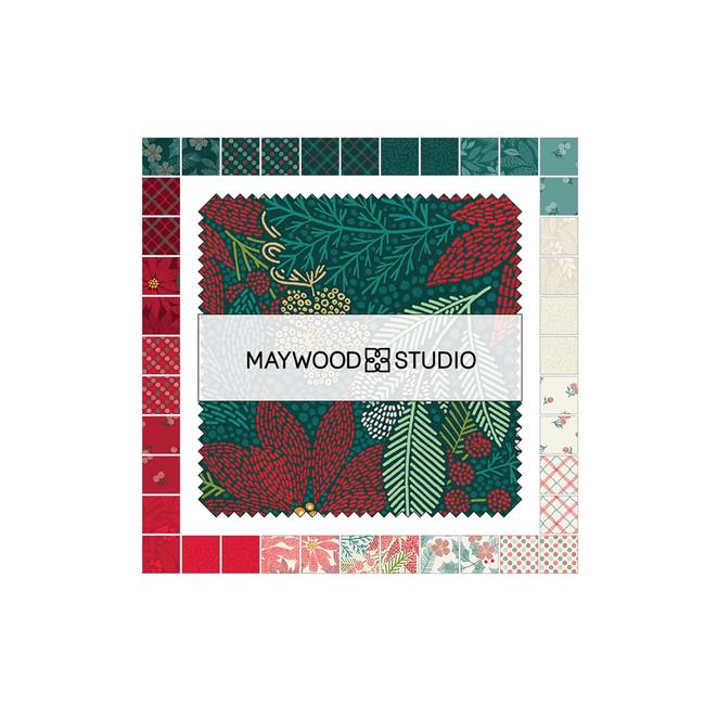 Holiday Stitches 5" Charm Pack, Maywood Studio CP-MASHOST, 5" Precut Teal Green Red Christmas Xmas Charm Pack Fabric Squares