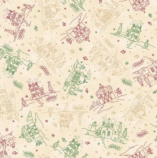 Christmastime 5" Charm Pack, Maywood Studio CP-MASCHRI, 5" Precut Green Red Beige Christmas Xmas Charm Pack Fabric Squares, Robin Kingsley