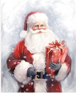 Picture a Christmas II- A Christmas Gift 35.5" Santa Fabric Panel, Riley Blake PD17980-Panel, Digitally Printed Christmas Santa Fabric Panel