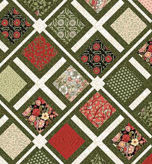 Woodshire Quilt Pattern, Meadow Mist Designs MMD1131, 5" Precut Charm Squares Fat Quarter Friendly Throw Quilt Pattern