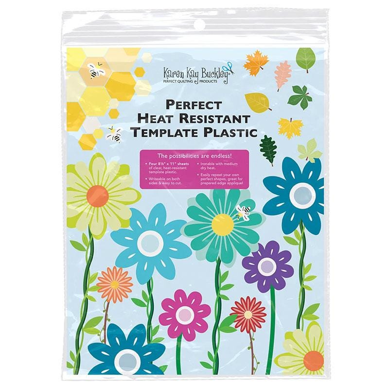 Perfect Heat Resistant Template Plastic, Karen Kay Buckley KKB029, 8.5" x 11" Sheets, Non-Gridded Plain DIY Pattern Template, Quilting Tool