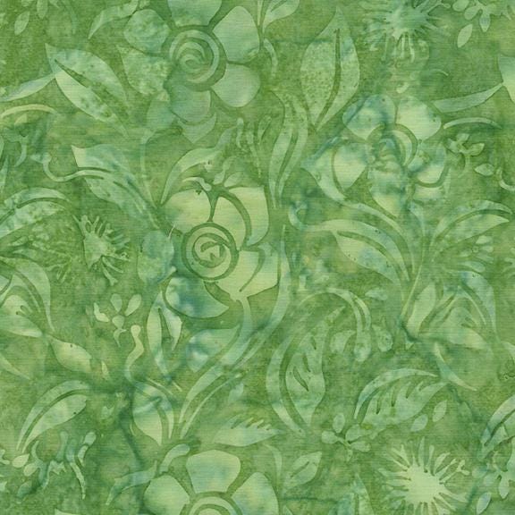 Everlasting Stamp, Island Batik, 5" Precut Pink Green Floral Batik Charm Pack Fabric Squares