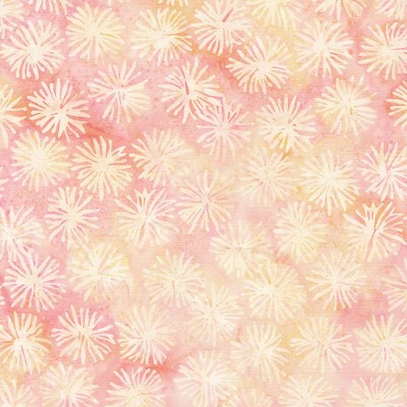 Everlasting Stamp, Island Batik, 5" Precut Pink Green Floral Batik Charm Pack Fabric Squares