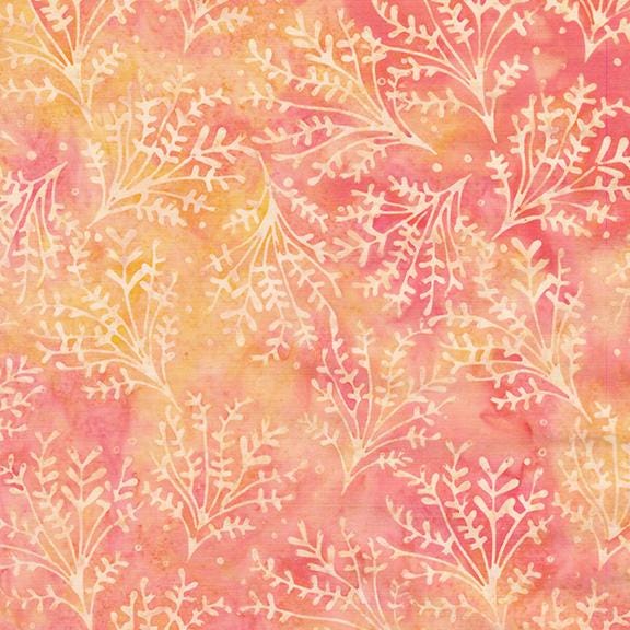 Everlasting Stamp, Island Batik, 5" Precut Pink Green Floral Batik Charm Pack Fabric Squares