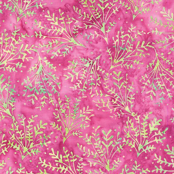 Everlasting Stamp, Island Batik, 5" Precut Pink Green Floral Batik Charm Pack Fabric Squares