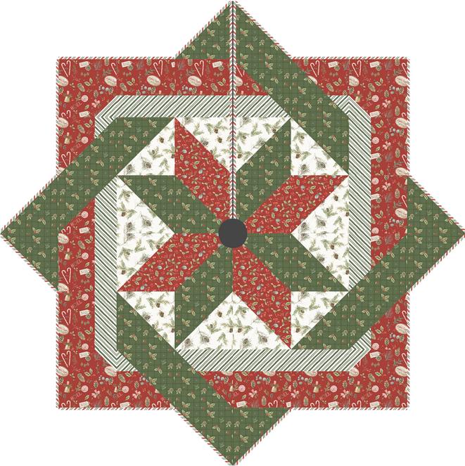 Star Weave Tree Skirt Pattern, Quiltscapes QS-TS1312, Yardage Friendly Christmas Xmas Table Topper Tree Skirt