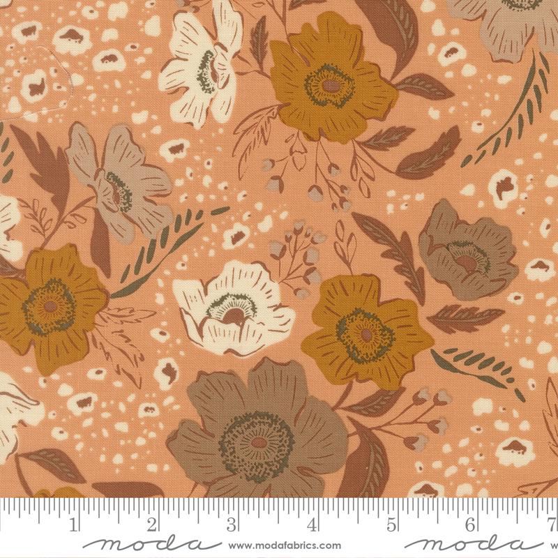 Wellspring 2.5" Jelly Roll, Moda 45670JR, Precut 2.5" Blue Brown Rust Charcoal Cream Floral Fabric Strips, Fancy That Design House