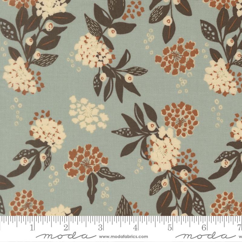 Wellspring 5" Charm Pack, Moda 45670PP, Precut 5" Blue Brown Rust Charcoal Cream Floral Charm Pack Fabric Squares, Fancy That Design House