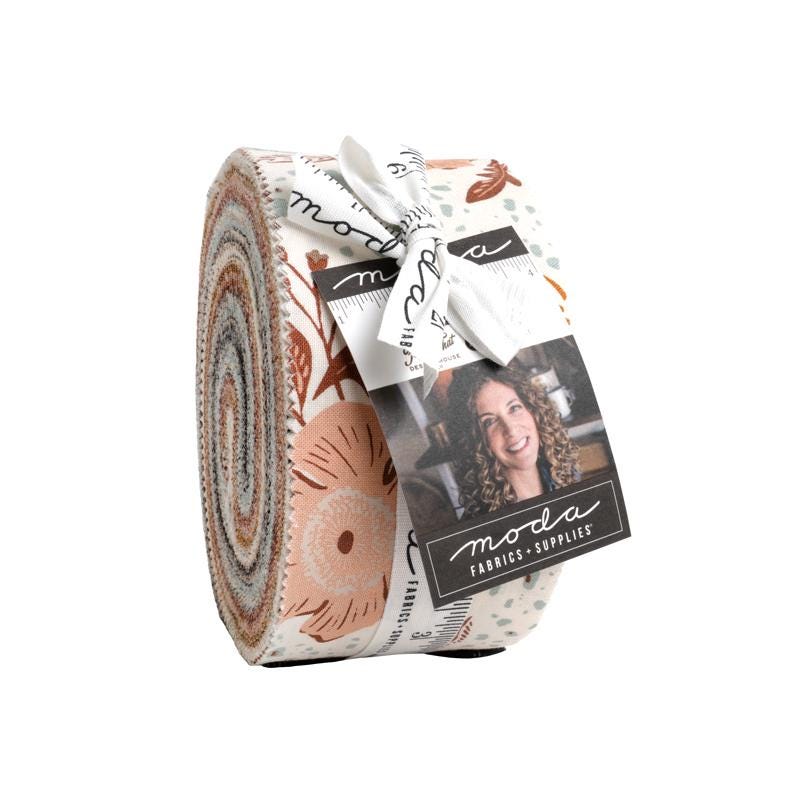 Wellspring 2.5" Jelly Roll, Moda 45670JR, Precut 2.5" Blue Brown Rust Charcoal Cream Floral Fabric Strips, Fancy That Design House