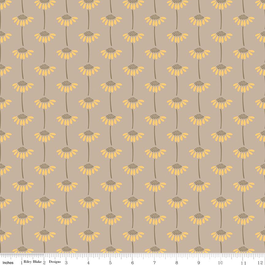 Secret Garden 5" Stacker, Riley Blake 5-18040-42, 5" Precut Teal Yellow Peach Black Floral Mushrooms Moths Fabric Squares, Amanda Castor
