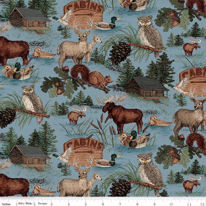 Whispering Pines 10" Stacker, Riley Blake 10-17950-42, Precut 10" Deer Moose Outdoors Nature Masculine Quilt Fabric Squares, RBD