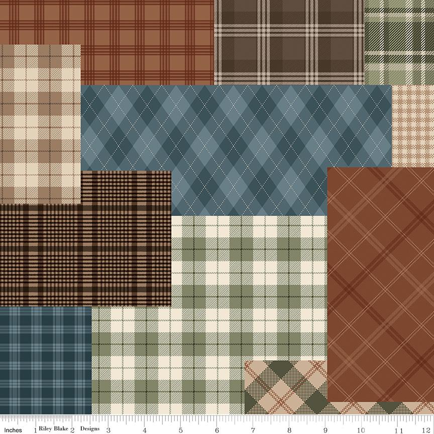 Whispering Pines 5" Stacker, Riley Blake 5-17950-42, Precut 5" Deer Moose Outdoors Nature Masculine Quilt Fabric Squares, RBD