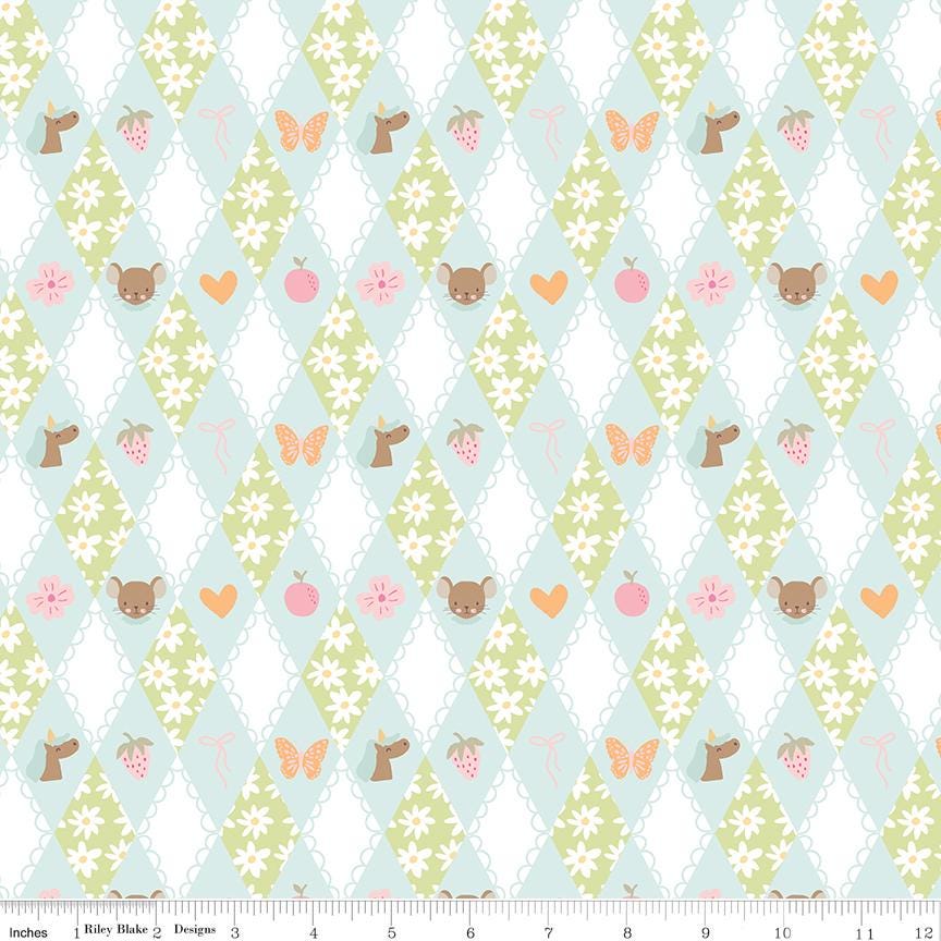 Little Posies 5" Stacker, Riley Blake 5-18320-42, 5" Precut Pastel Pink Blue Yellow Floral Quilt Fabric Squares, Cayla Naylor Design