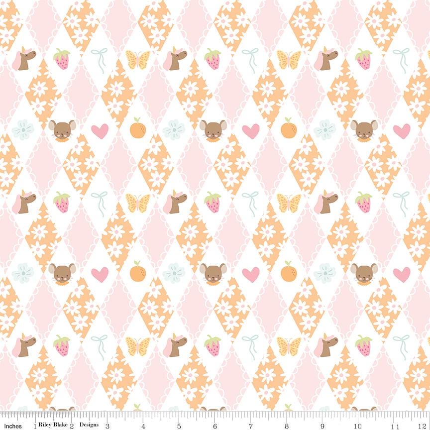 Little Posies 5" Stacker, Riley Blake 5-18320-42, 5" Precut Pastel Pink Blue Yellow Floral Quilt Fabric Squares, Cayla Naylor Design