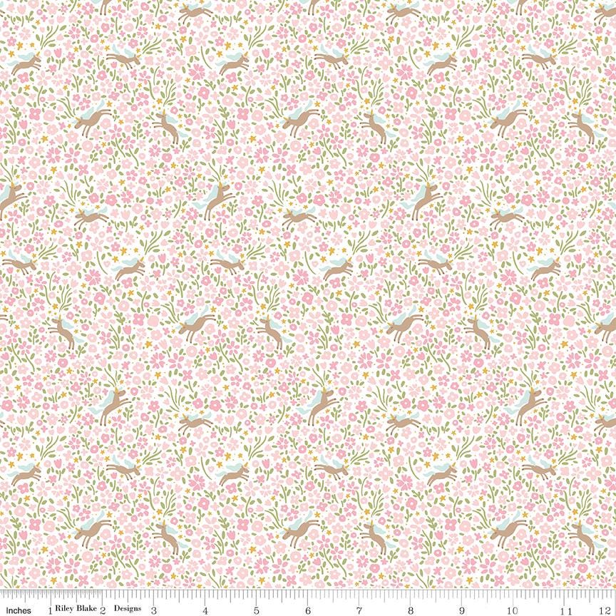 Little Posies 5" Stacker, Riley Blake 5-18320-42, 5" Precut Pastel Pink Blue Yellow Floral Quilt Fabric Squares, Cayla Naylor Design