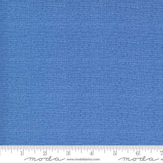 Thatched - Cornflower Blue Tonal Texture Fabric, Moda 48626 147 Cornflower, Medium Blue Cotton Blender Fabric, By the Yard