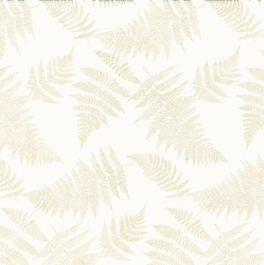 Bali Chop Batiks - Off White Fern Batik Fabric, Hoffman Y2669-265 Oyster, Neutral Fern Leaves Batik Background Blender Fabric, By the Yard