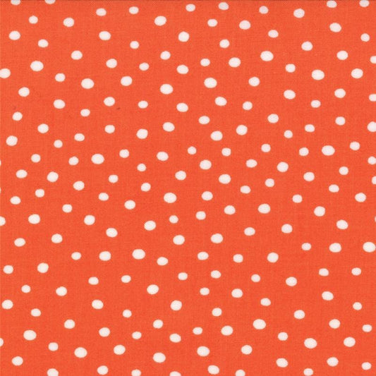 RARE 1/2-Yard Cut of ABC Menagerie - White Polka Dots on Orange Fabric Oop, Moda 39525-16, Orange White Dots Blender Fabric, Abi Hall