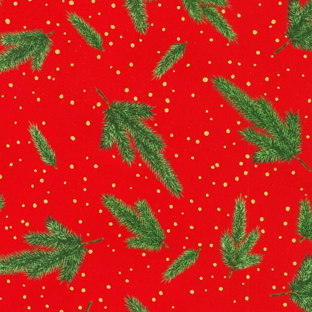 Holiday Flourish Forest Glen 2.5" Roll Up, Robert Kaufman RU-1402-40, Precut 2.5" Gold Metallic Christmas Jelly Roll Fabric Strips