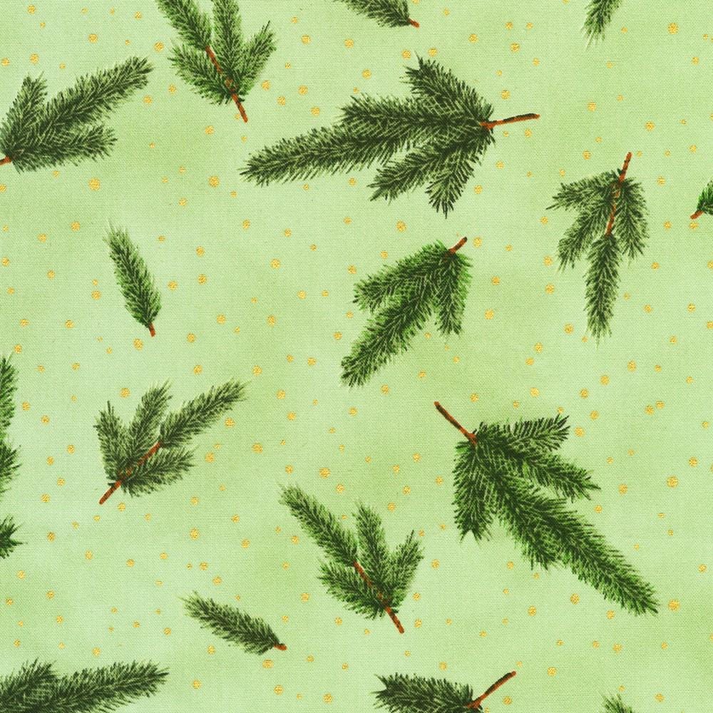 Holiday Flourish Forest Glen 2.5" Roll Up, Robert Kaufman RU-1402-40, Precut 2.5" Gold Metallic Christmas Jelly Roll Fabric Strips