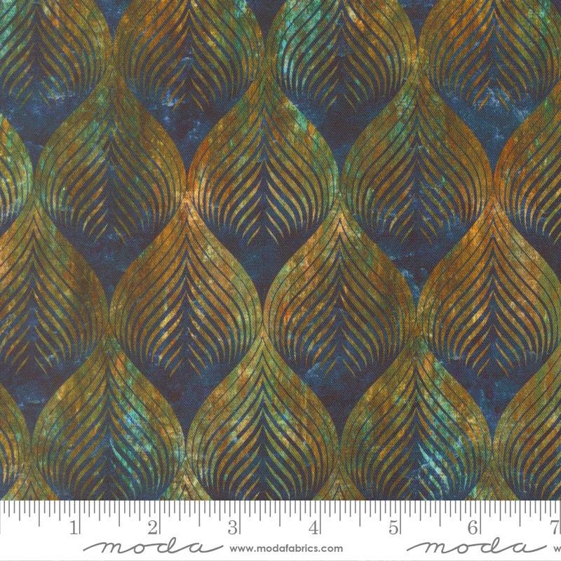 Tranquil Patina - Navy Blue Teal Tan Geometric Blender Fabric, Moda 48118 14 Horizon, Debbie Maddy, By the Yard