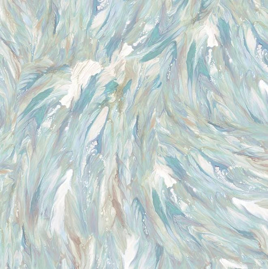 108" Fluidity III - Teal Tonal Abstract Wide Quilt Back Fabric, P & B Textiles FL3W6393-M, Turquoise Gray Tan Quilt Backing, By the Yard
