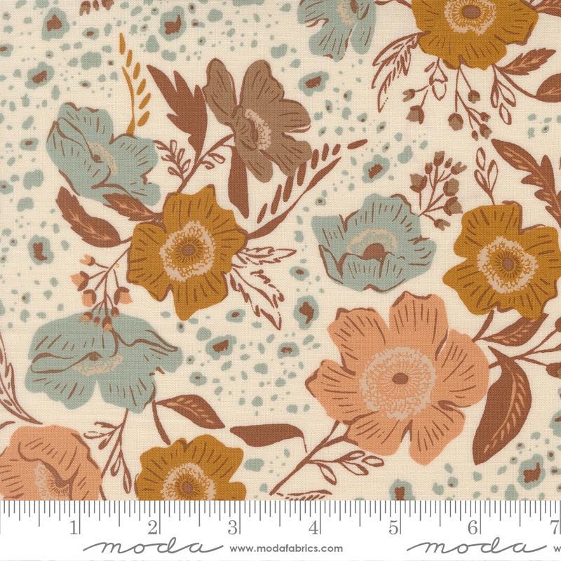 Wellspring 2.5" Jelly Roll, Moda 45670JR, Precut 2.5" Blue Brown Rust Charcoal Cream Floral Fabric Strips, Fancy That Design House