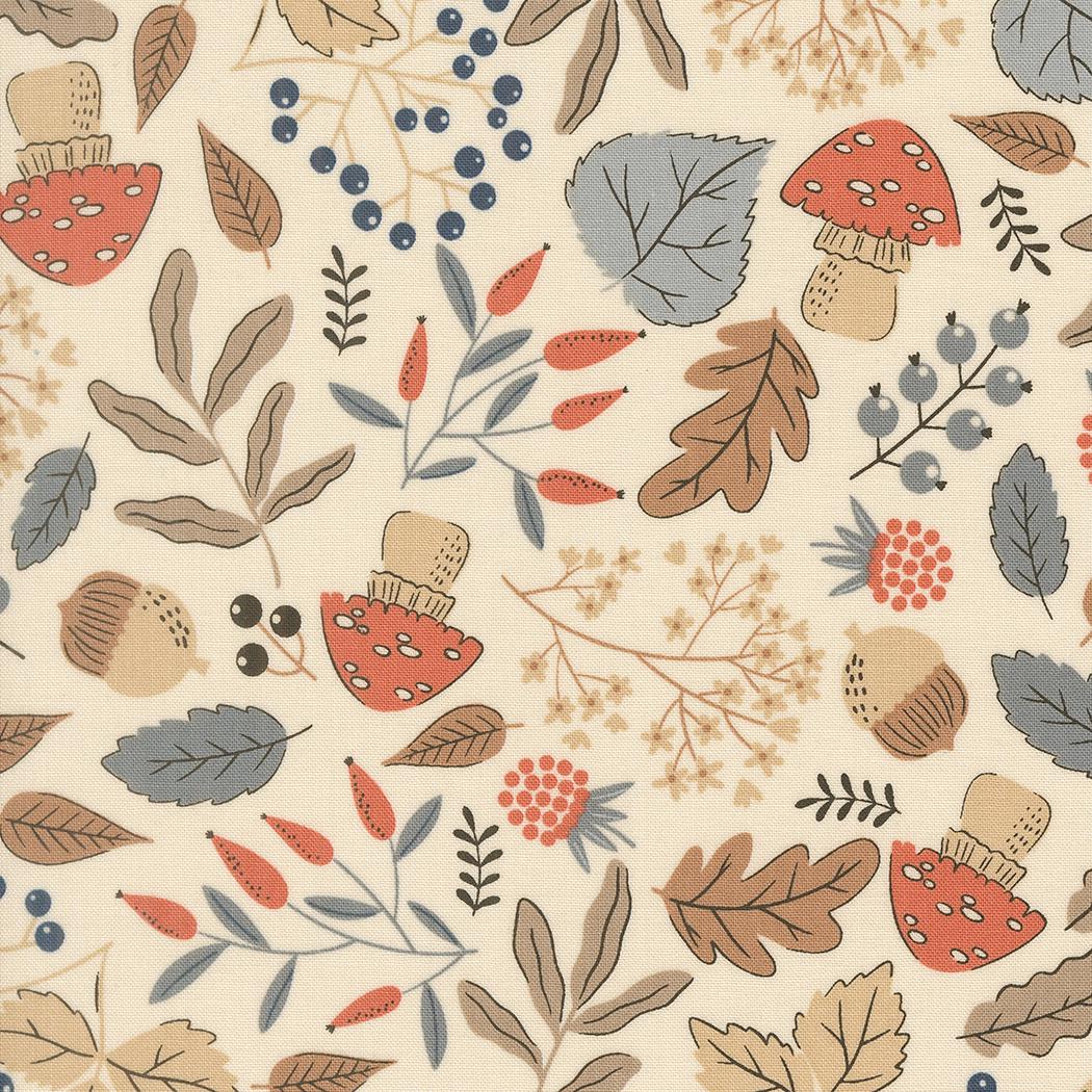Nature's Sketchbook 5" Charm Pack, Moda 39070PP, 5" Precut Blue Brown Cream Floral Charm Pack Fabric Squares, Elena Amo