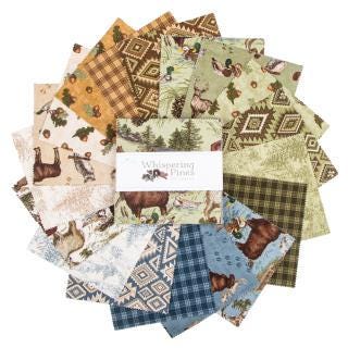 Whispering Pines 5" Stacker, Riley Blake 5-17950-42, Precut 5" Deer Moose Outdoors Nature Masculine Quilt Fabric Squares, RBD